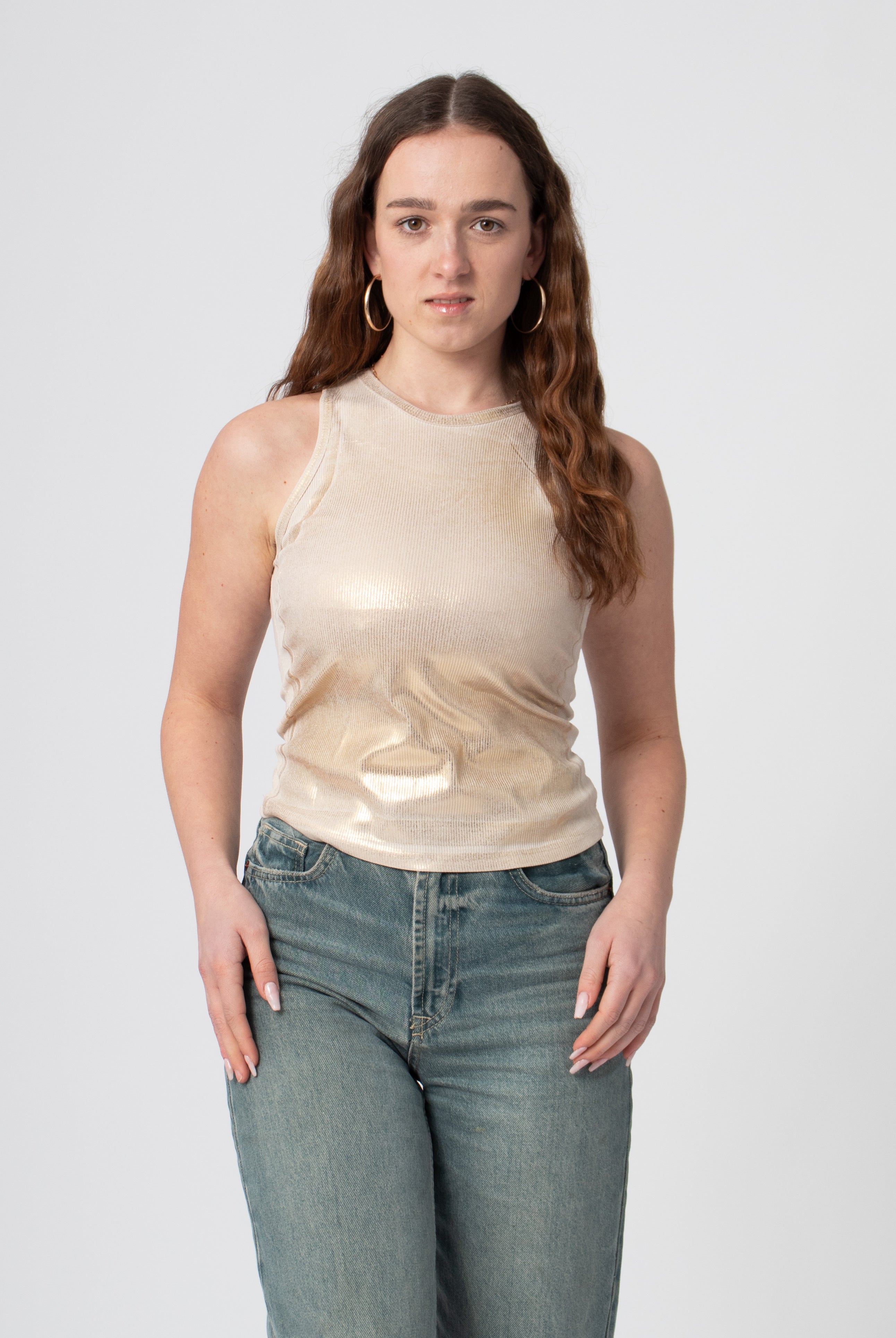 metallic tanktop beige