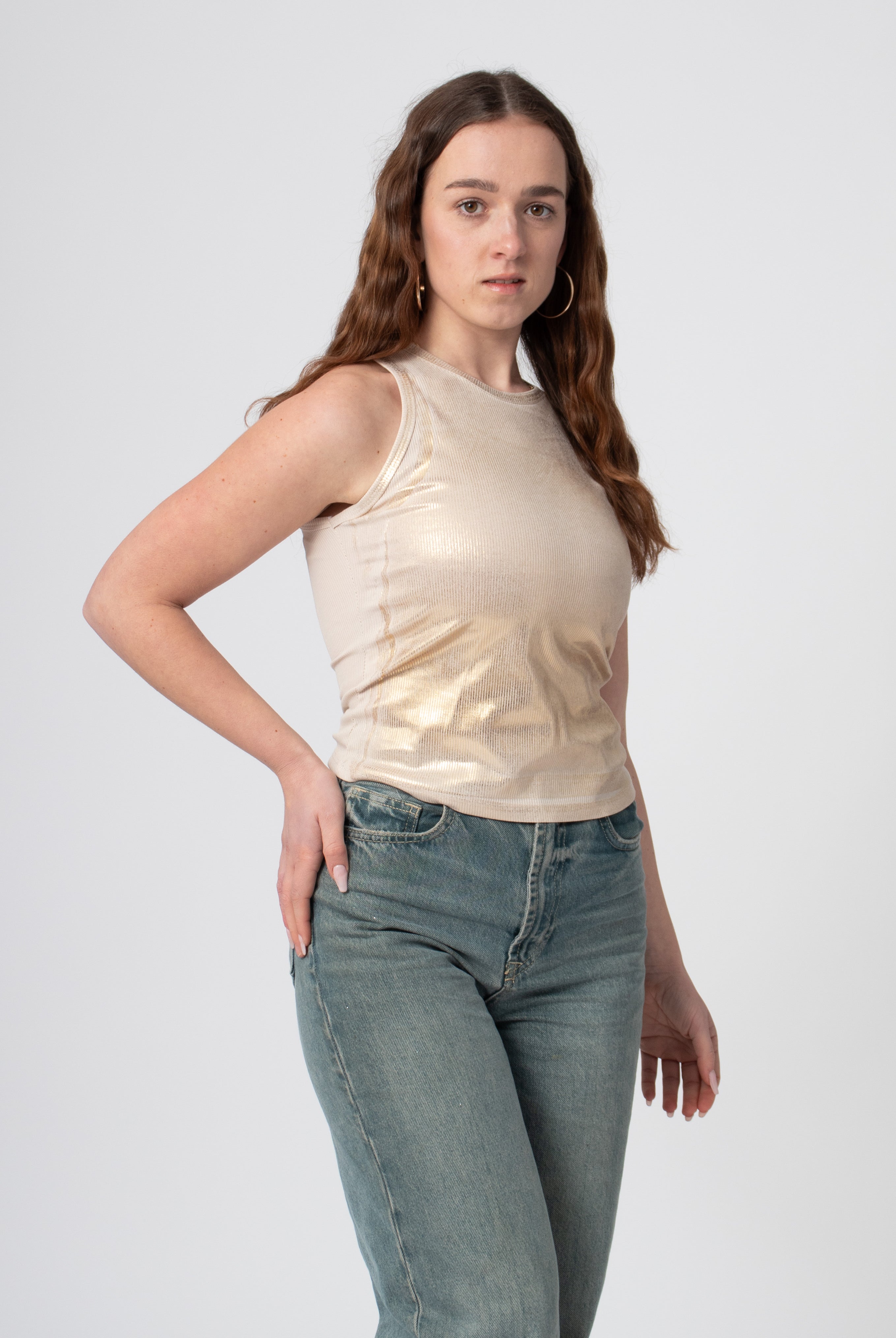 metallic washing tanktop beige