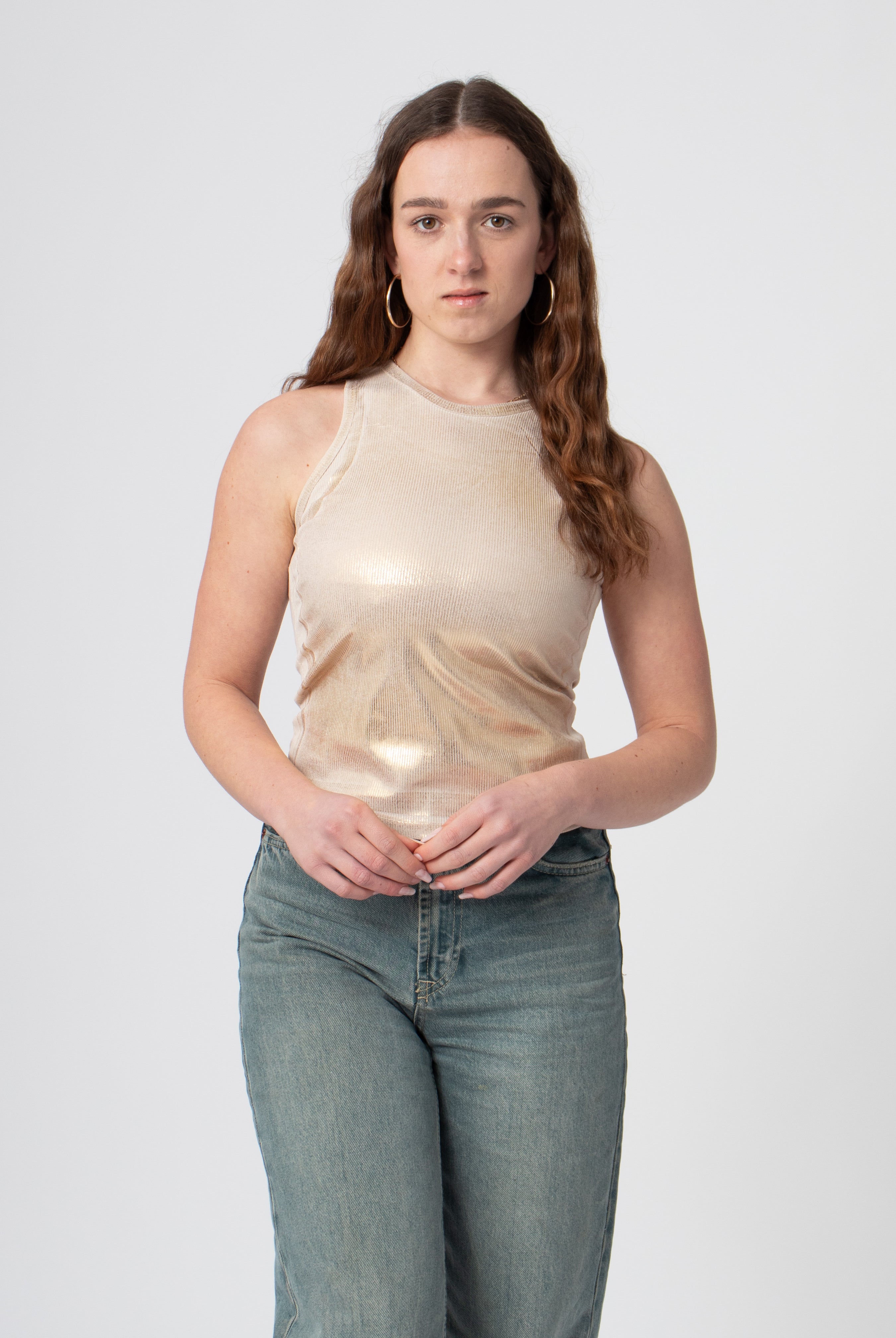 metallic tanktop beige