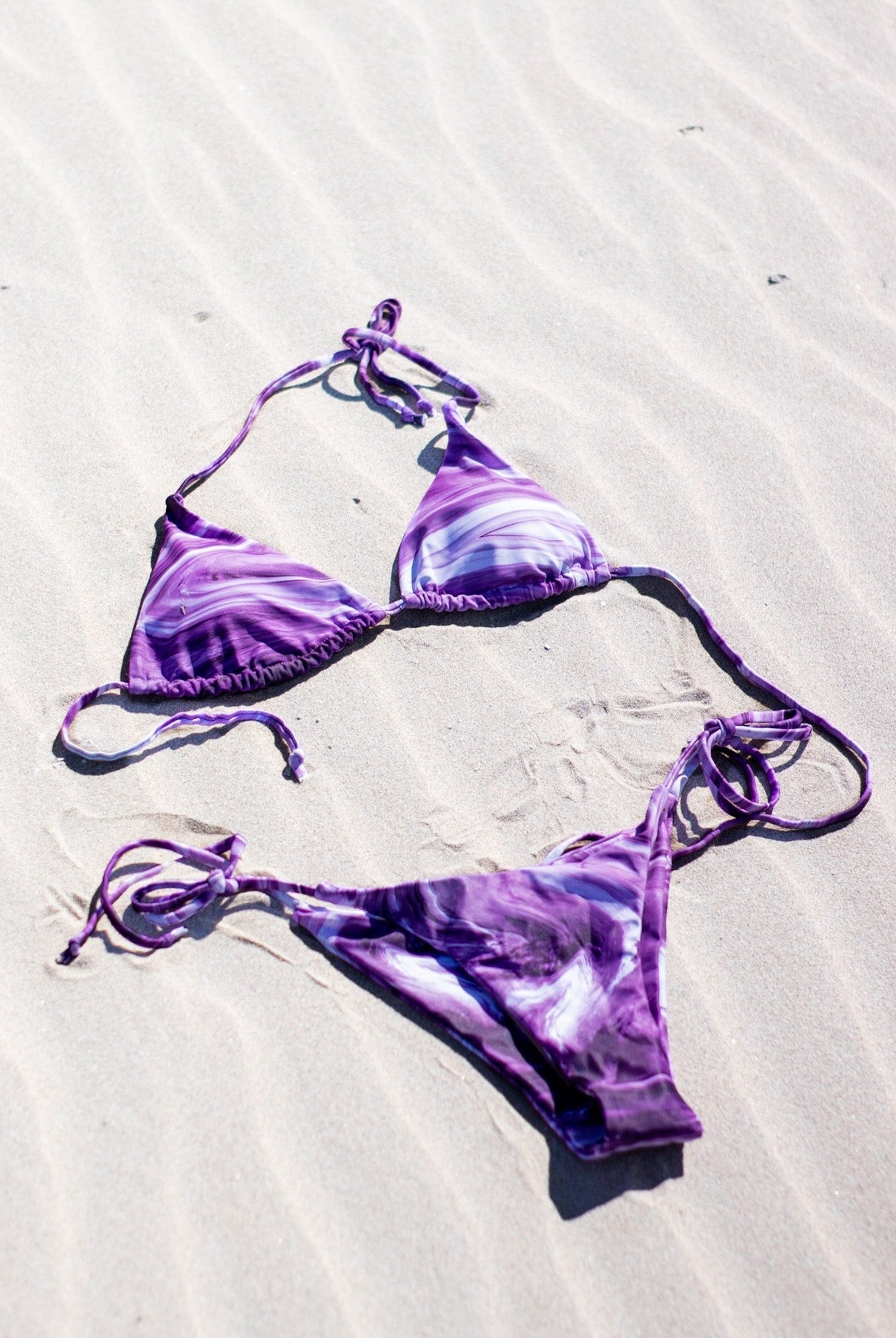 marble triangel bikini set paars