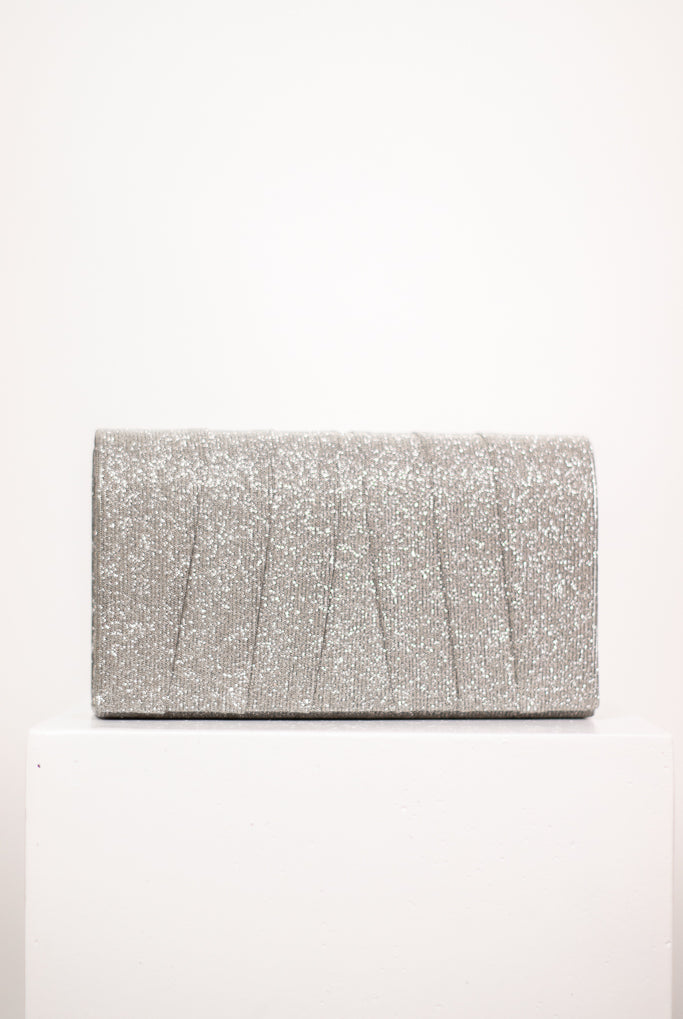 zilveren handtas glitter met ketting