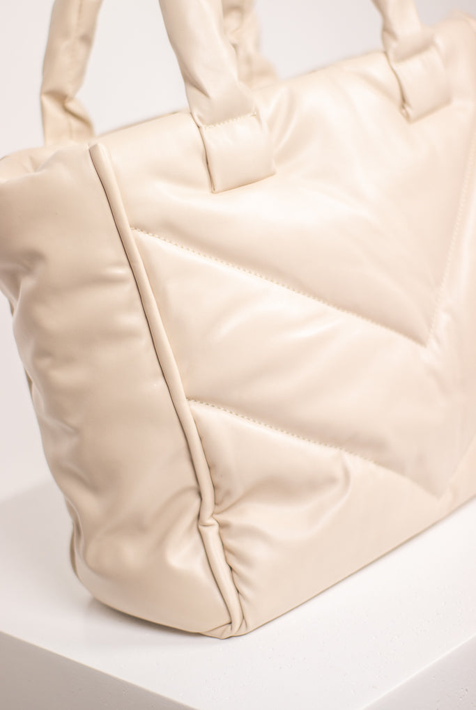 schoudertas leer zacht met ruit crème