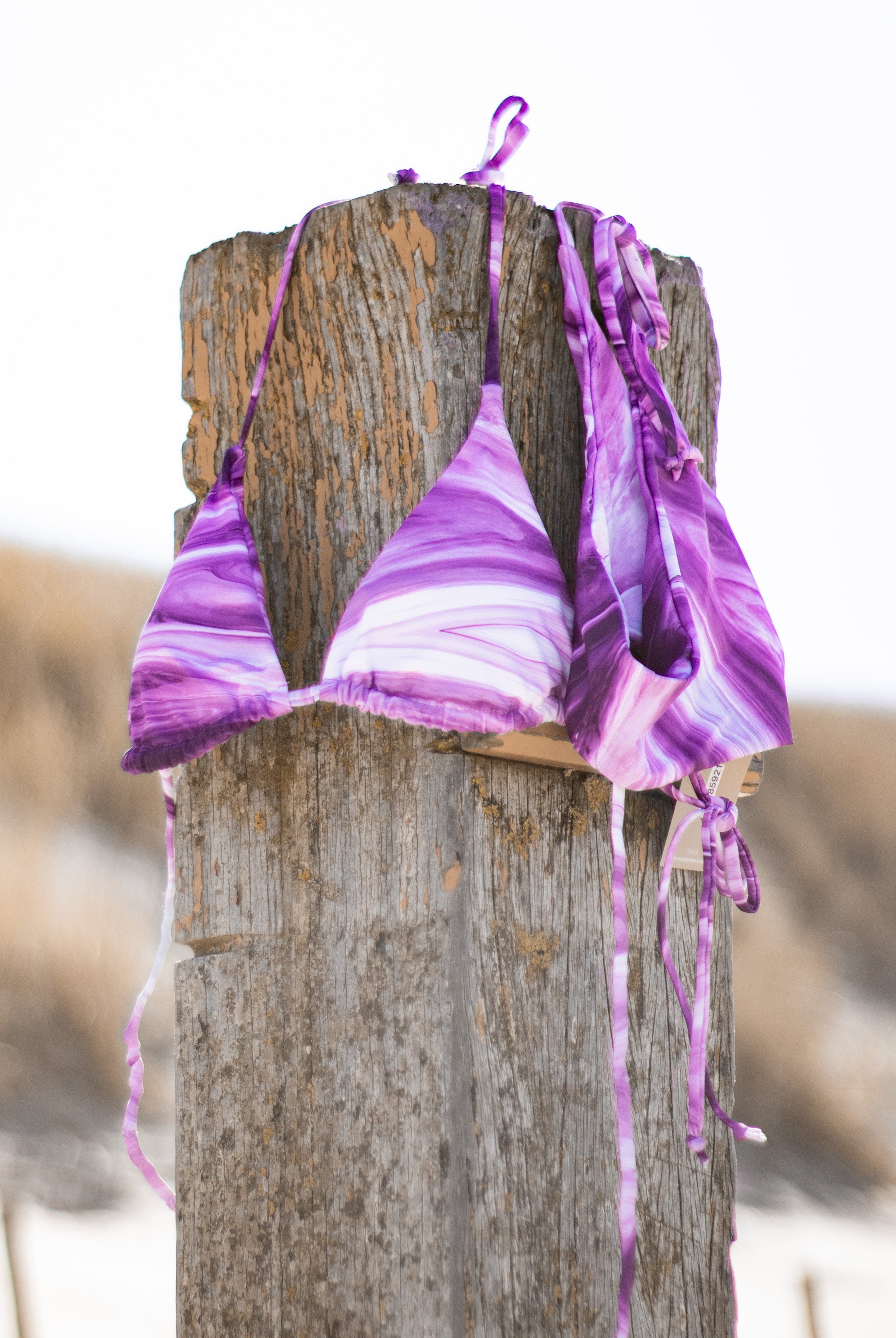 marble triangel bikini set paars