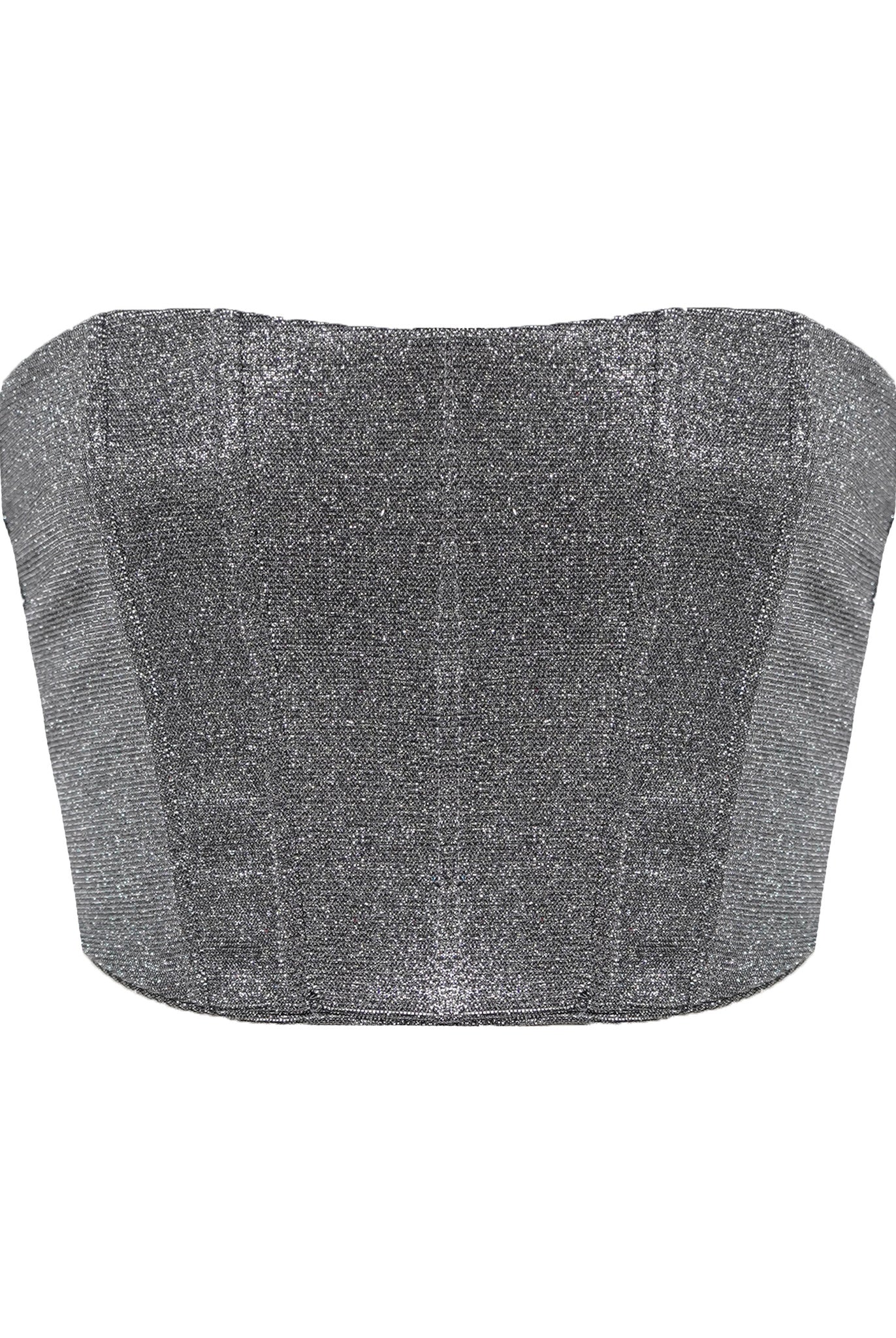 glitter corset top zilver met rits