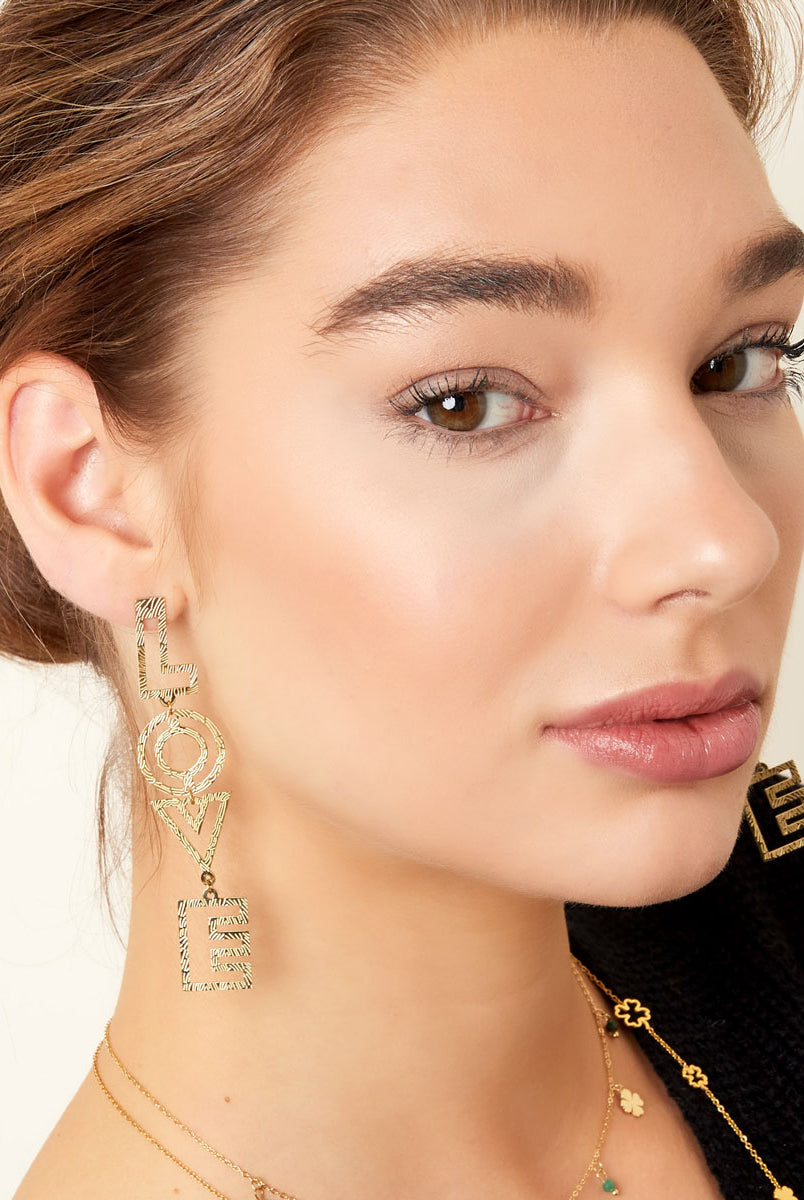 stainless steel gouden oorbellen love