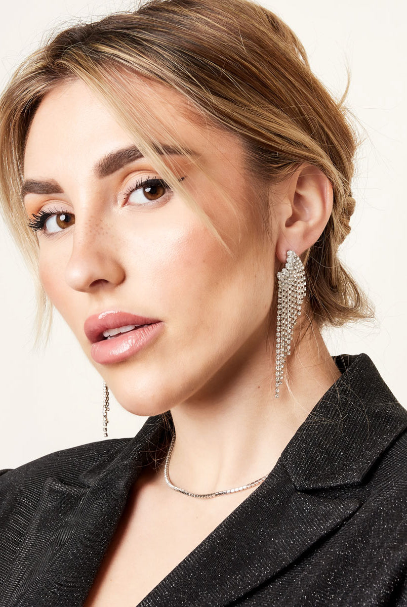 stainless steel vleugel oorbellen goud met diamantjes