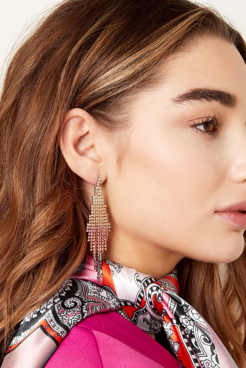 stainless steel oorbellen goud ruitvormig met diamantjes