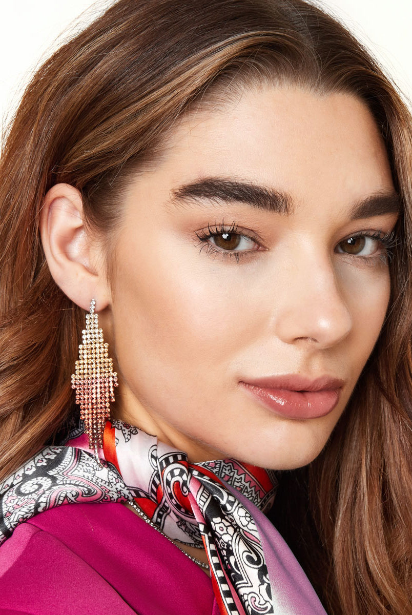 stainless steel oorbellen goud ruitvormig met diamantjes\