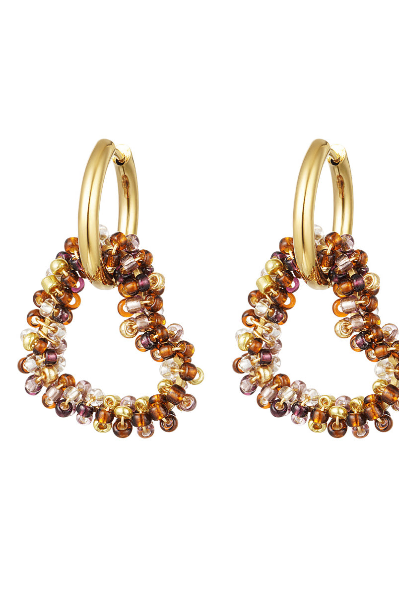 stainless steel gouden hartvormige oorbellen met kraaltjes