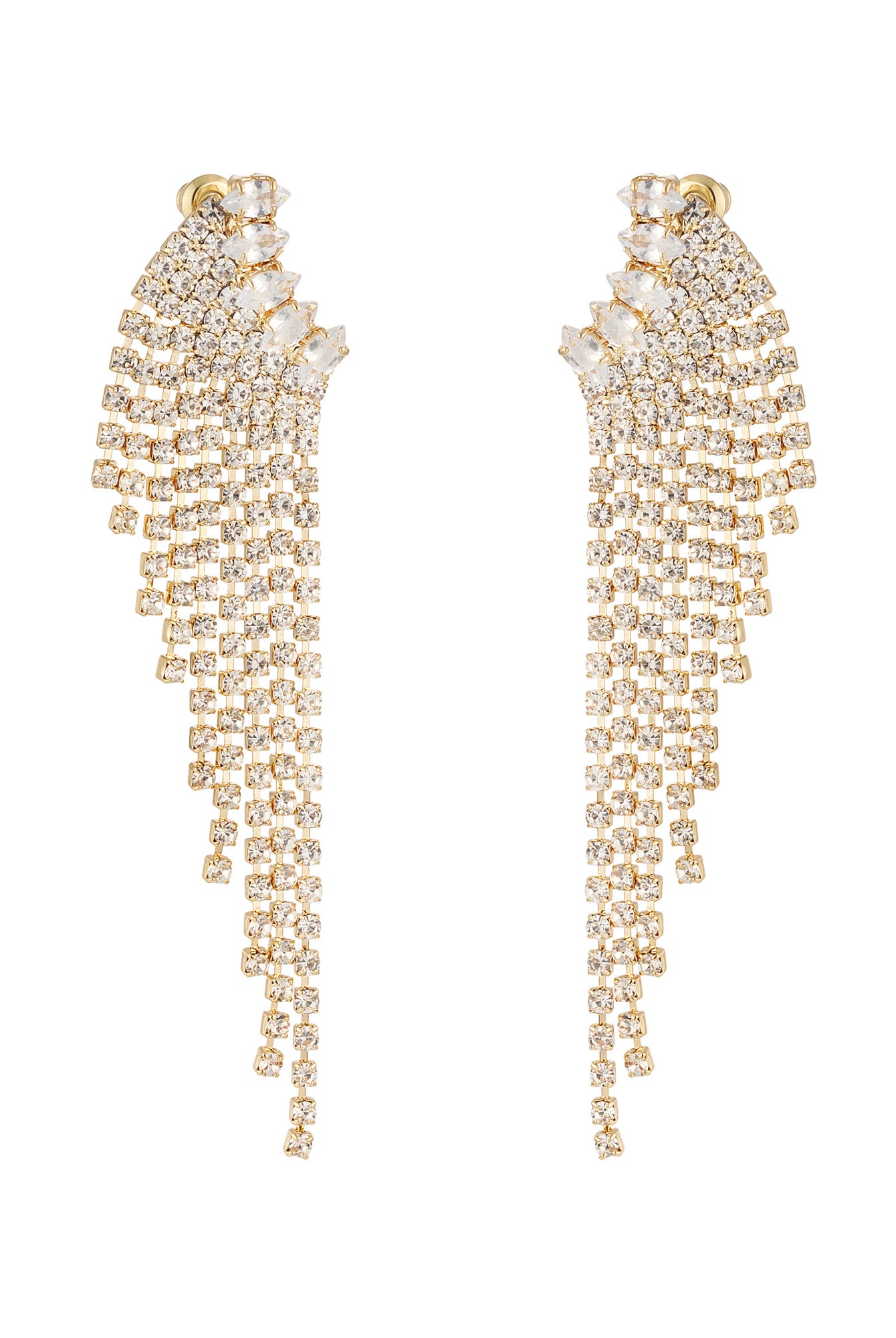 stainless steel vleugel oorbellen goud met diamantjes