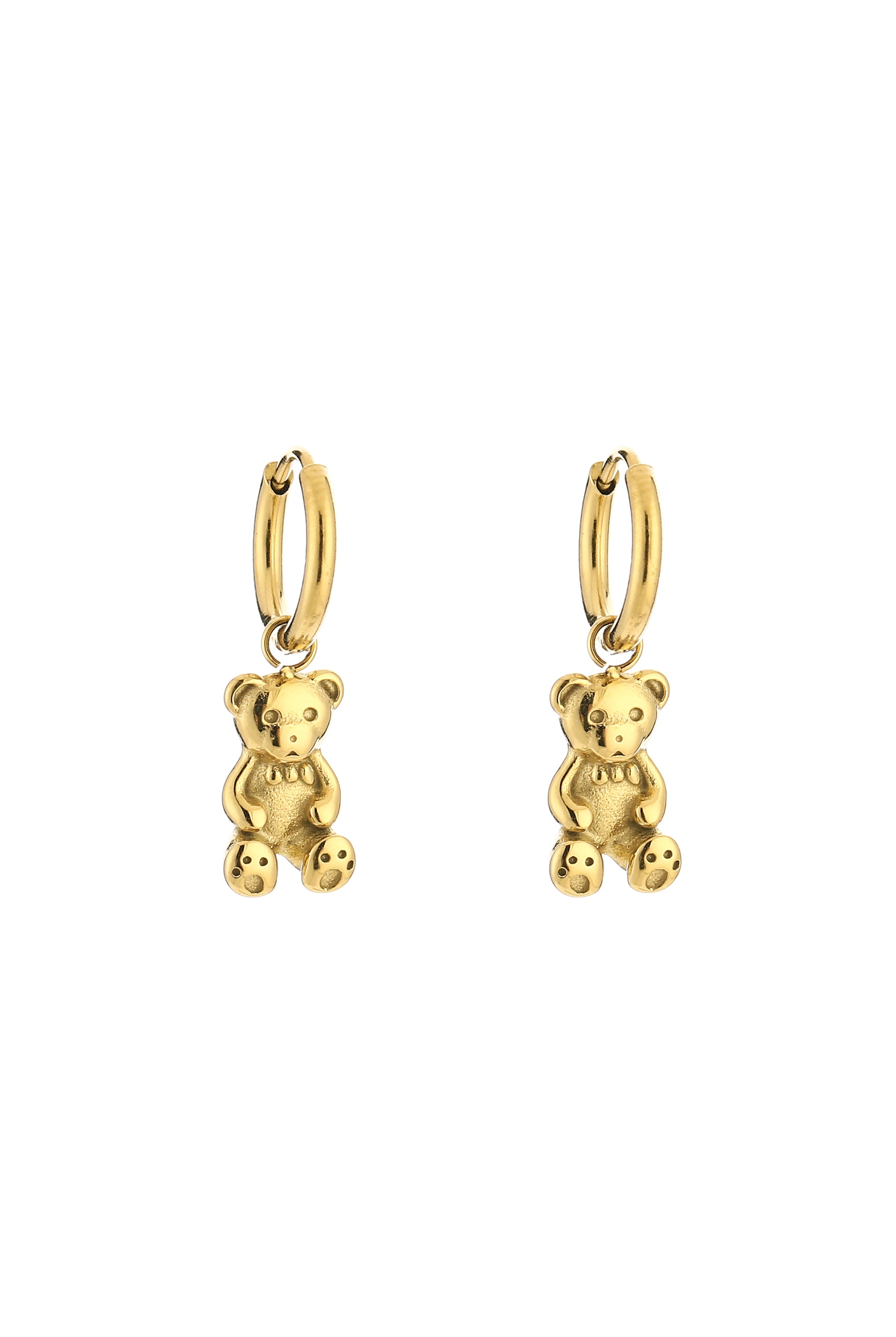 stainless steel oorbellen goud beertjes