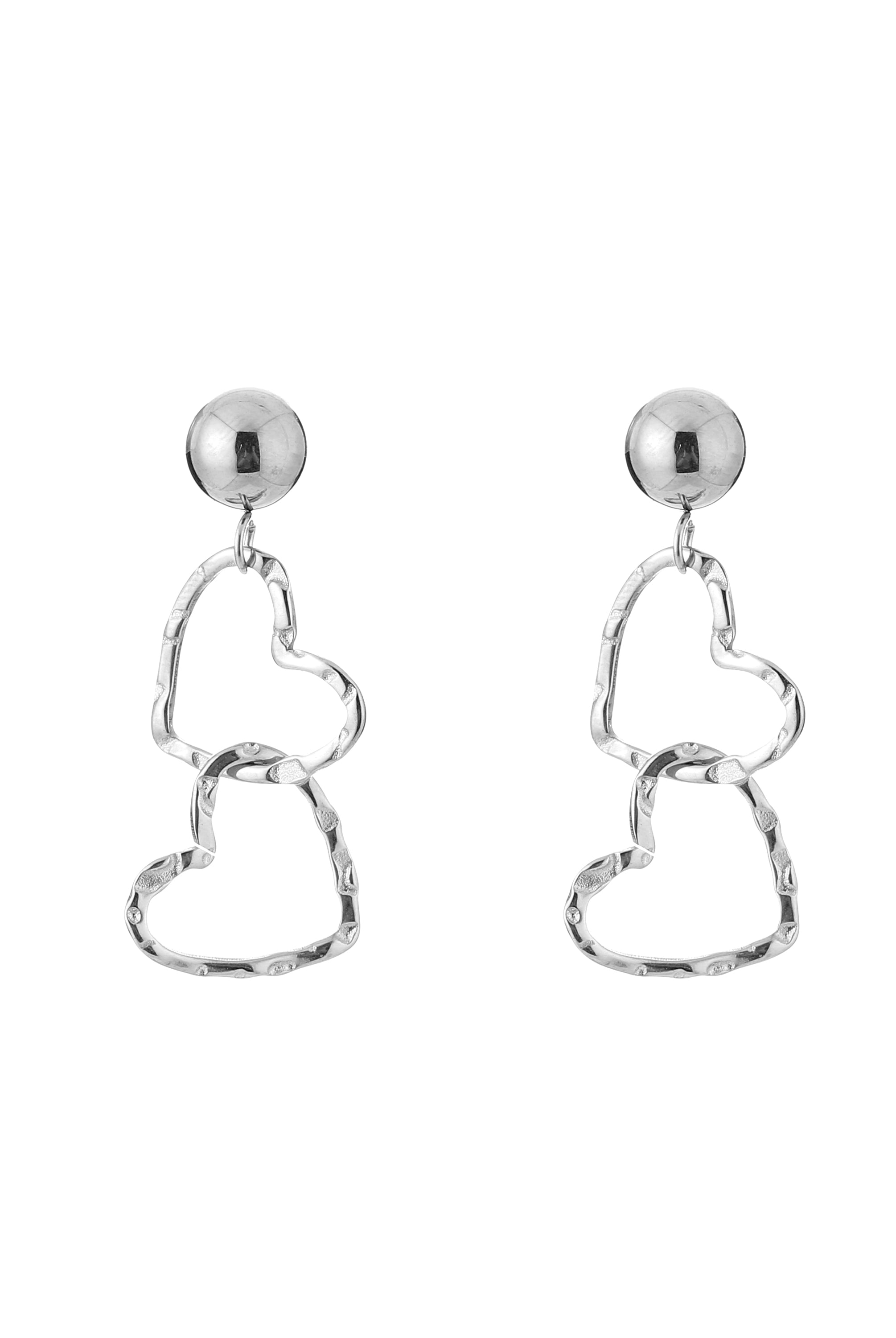 stainless steel oorbellen zilver hangende hartjes