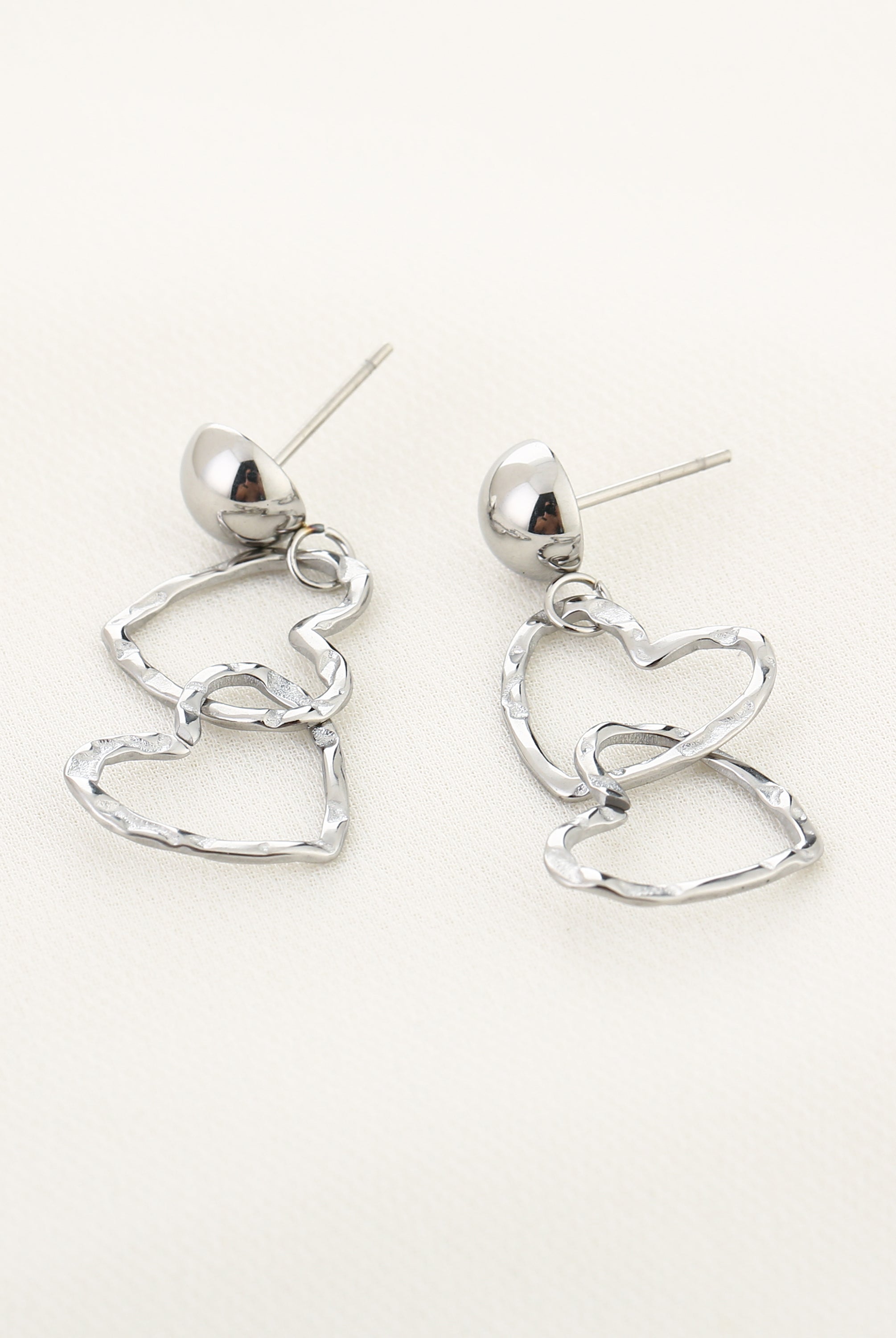 stainless steel oorbellen zilver hangende hartjes