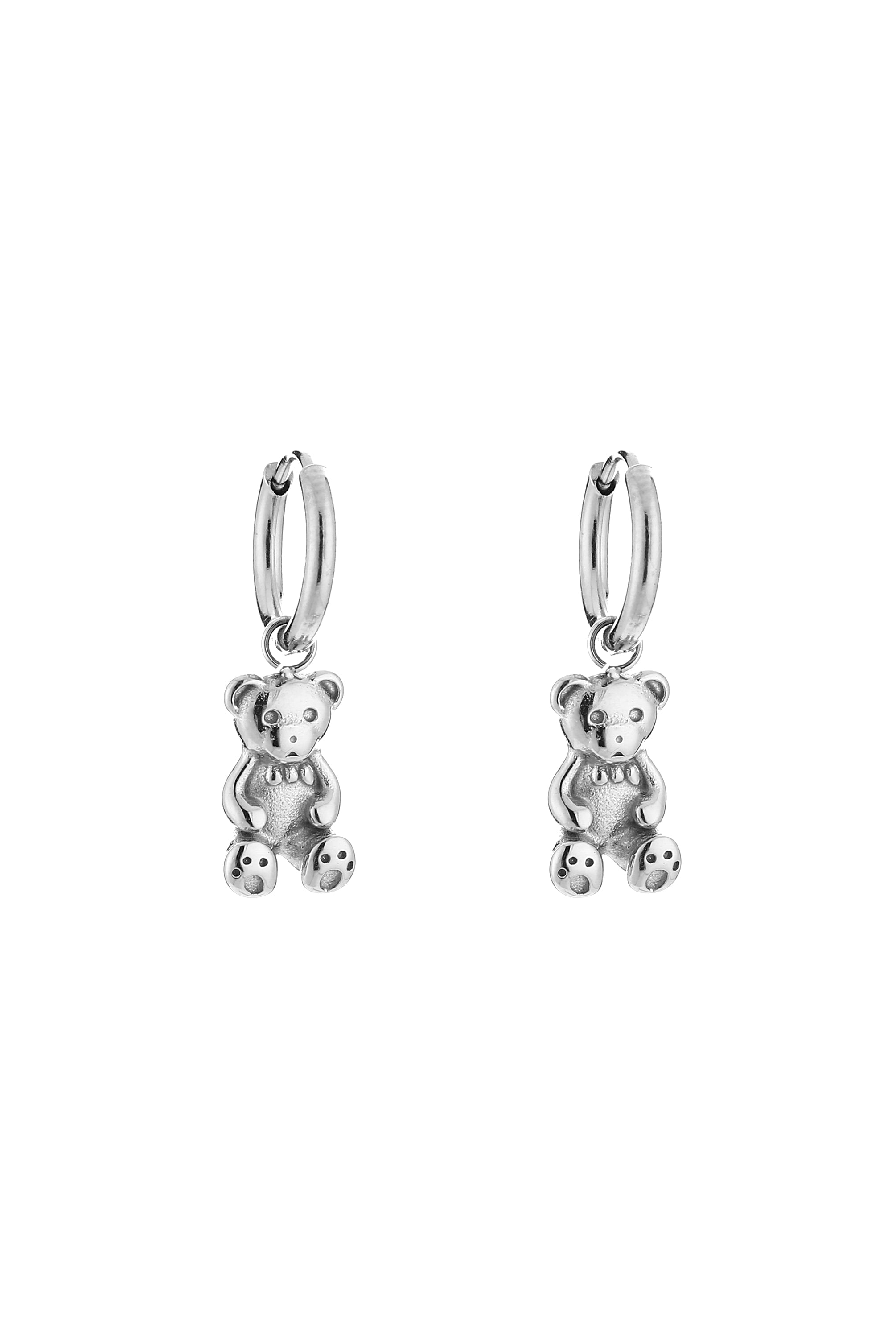 stainless steel oorbellen zilver beertjes